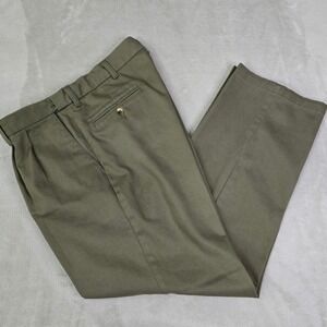 Wrangler Timber Creek Mens Pleated Olive Tan Dress Pants 36x30 Expandable Waist